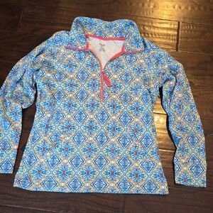 Rafaella Blue and Yellow Patterned Sweatshirt